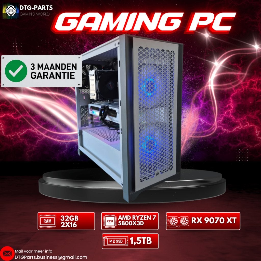 Gaming PC // RX 9070 XT & AMD Ryzen 7 5800X3D, Ophalen, 7604 HM, 32 GB, DTGParts.Business@gmail.com