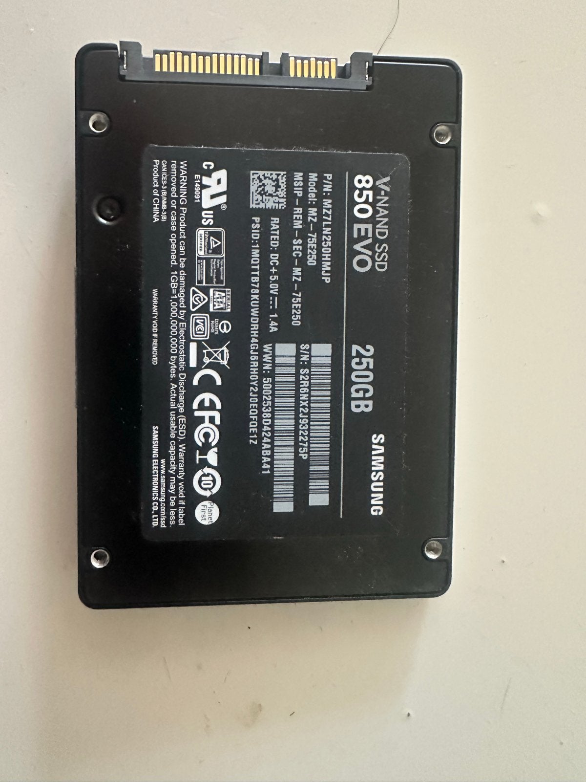Samsung 850 EVO V-NAND SSD 250GB, Computers en Software, Intern, Gebruikt, Server, Ophalen of Verzenden