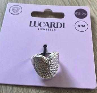 Lucardi ring hart nieuw s-m, Nieuw, Ophalen of Verzenden, 17 tot 18, Dame