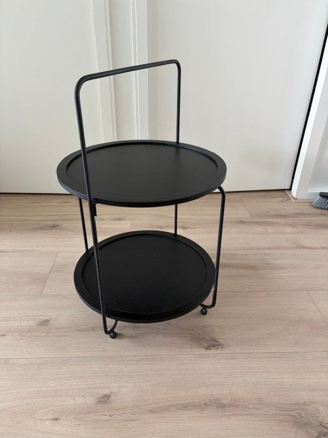 Bijzettafel rond zwart, Huis en Inrichting, Ophalen, Minder dan 55 cm, Gebruikt, Metaal of Aluminium