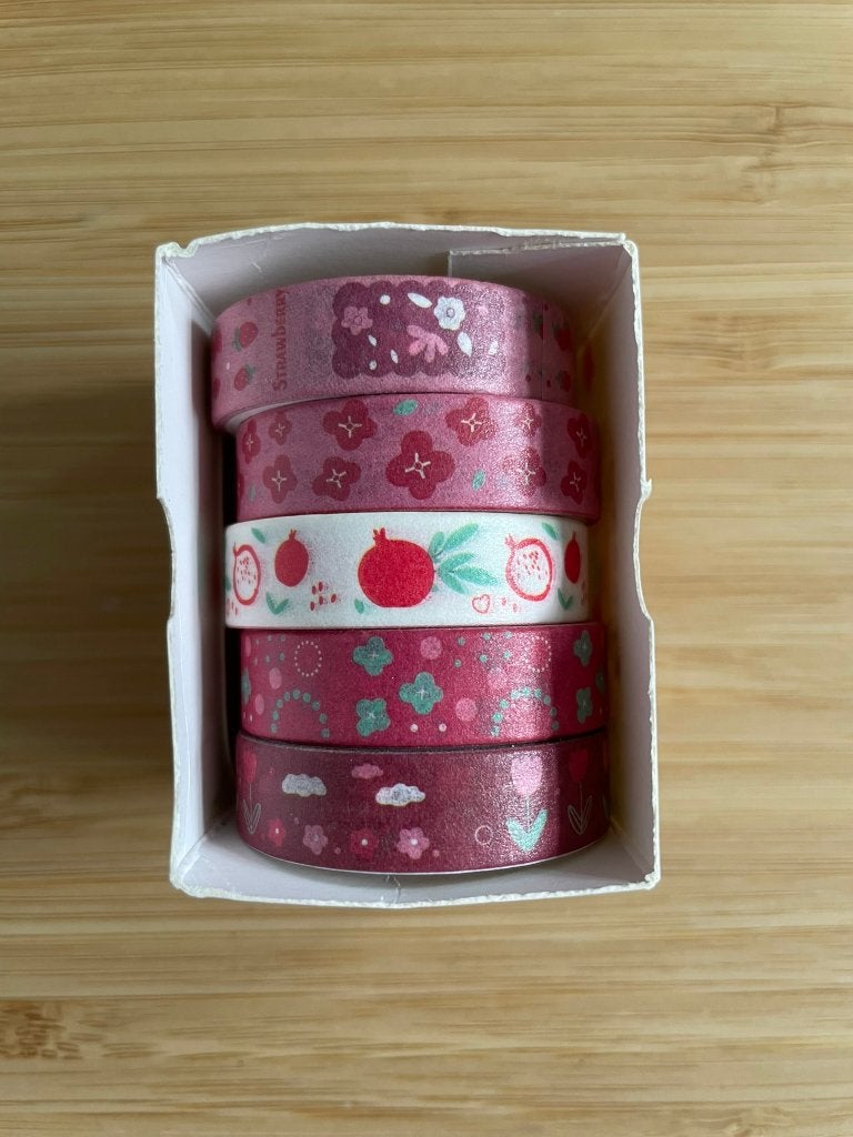 Washi tape kawaii roze, rood, wit, Verzenden, Nieuw, Papier of Karton