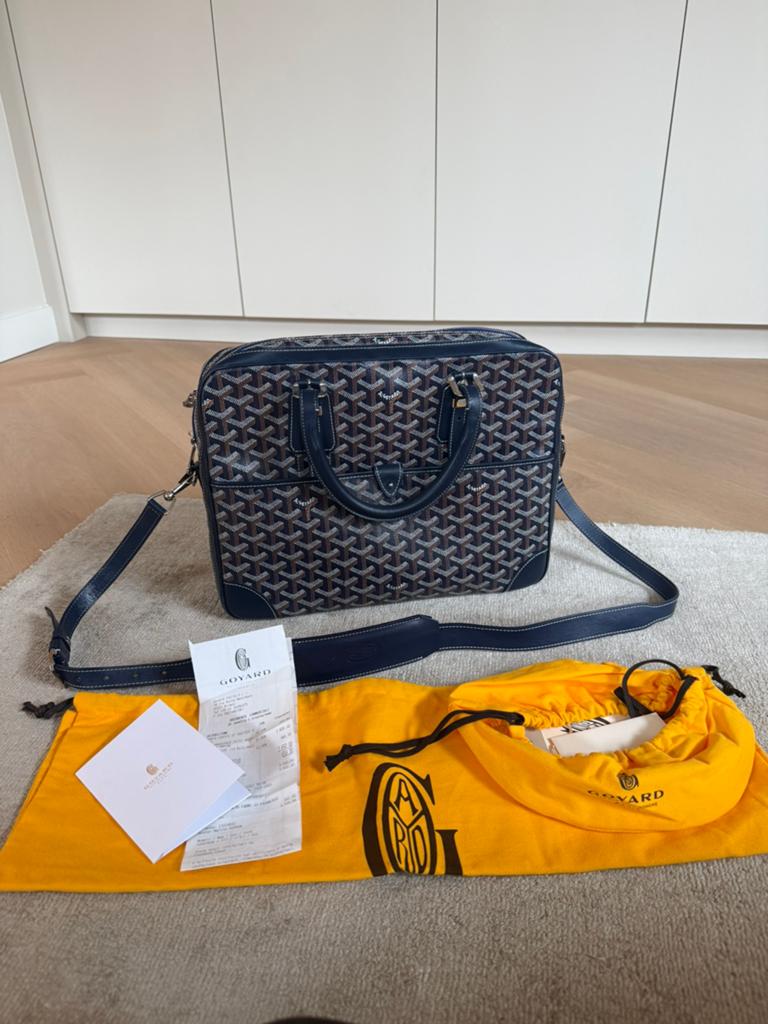 Goyard Ambassade PM tas blauw, Blauw, Zo goed als nieuw, Leer, Ophalen