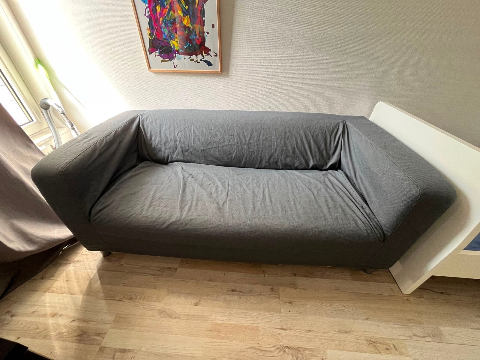 Compacte grijze tweezitsbank - 175x80x65 cm, Gebruikt, 150 tot 200 cm, Tweepersoons, 75 tot 100 cm