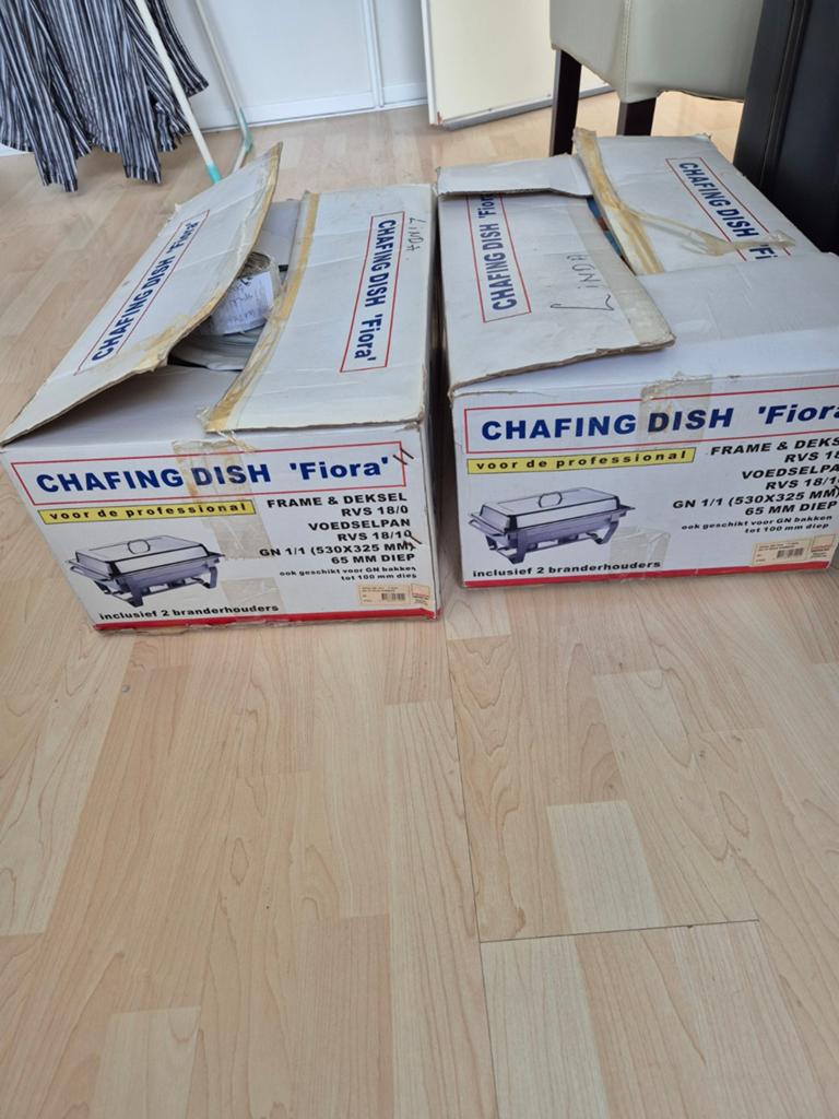 Chafing Dish 'Fiora' voor de professional (2 stuks), Witgoed en Apparatuur, Onderdelen en Toebehoren, Ophalen of Verzenden, Gebruikt