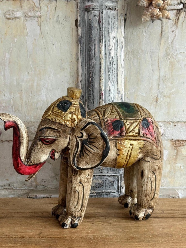 Vintage houten olifant Balinees, Antiek en Kunst, Ophalen of Verzenden