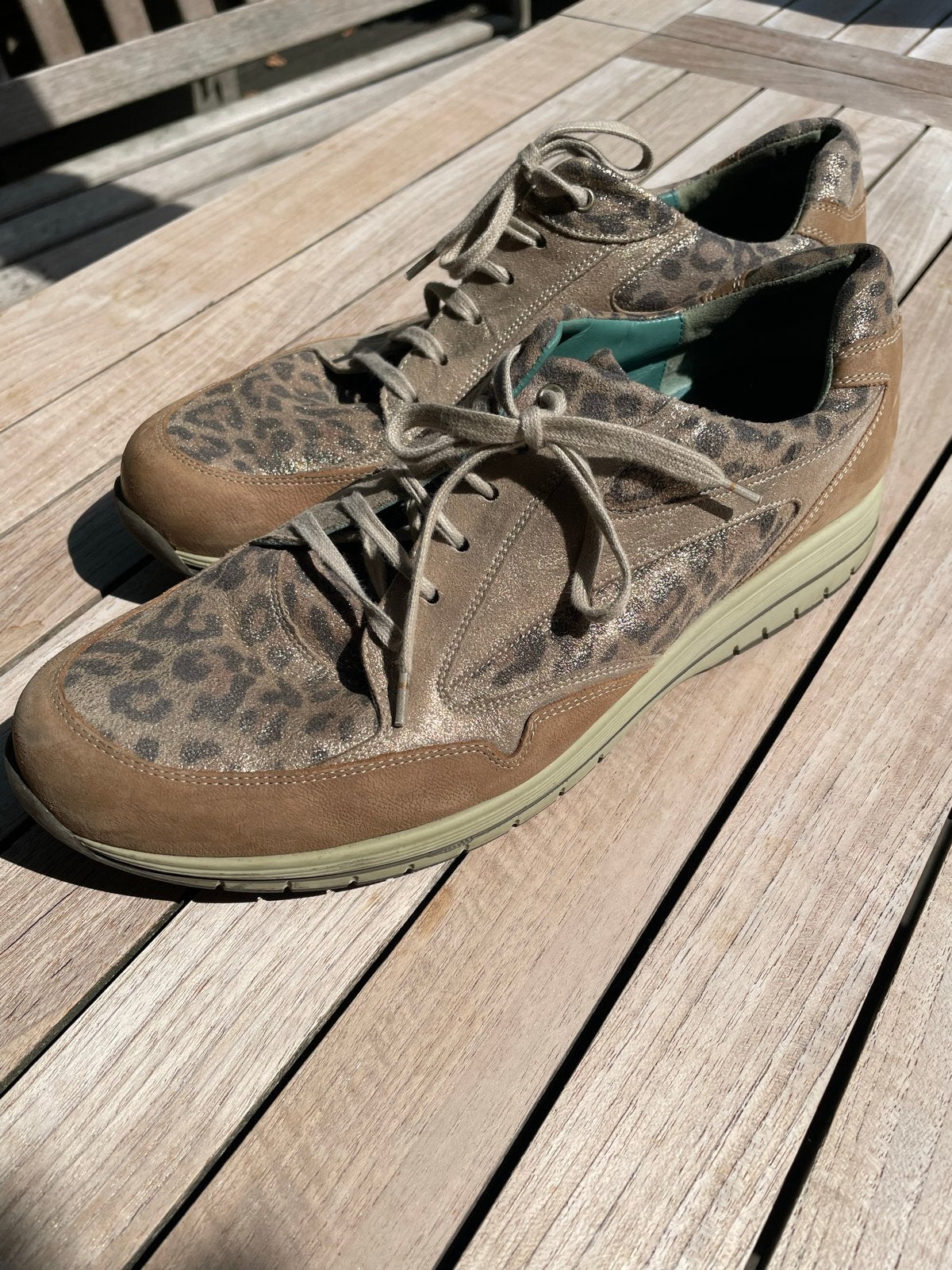 Durea Sneakers Maat 7 H - Comfortabele Leopard Print, Ophalen of Verzenden, Gedragen, Bruin, Sneakers of Gympen