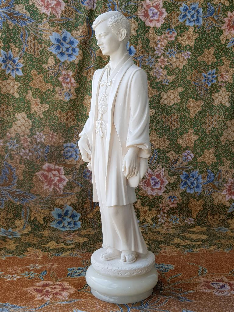 Mooi zwaar oud beeld uit Italië van Japanse student 45 cm., Antiek en Kunst, Antiek | Woonaccessoires, Ophalen of Verzenden