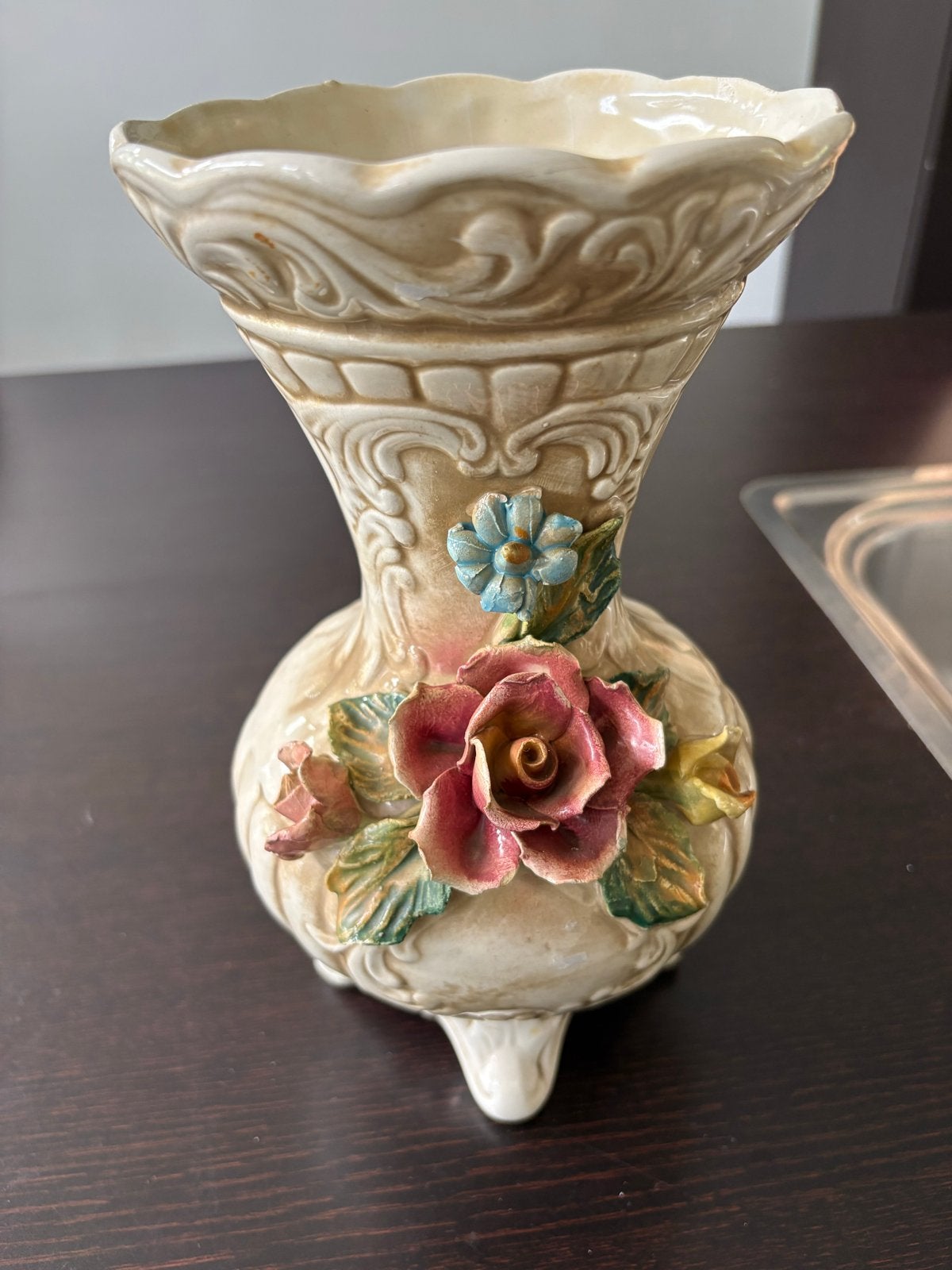Capodimonte vaas met bloemdecoratie - Made in Italy, Antiek en Kunst, Ophalen of Verzenden