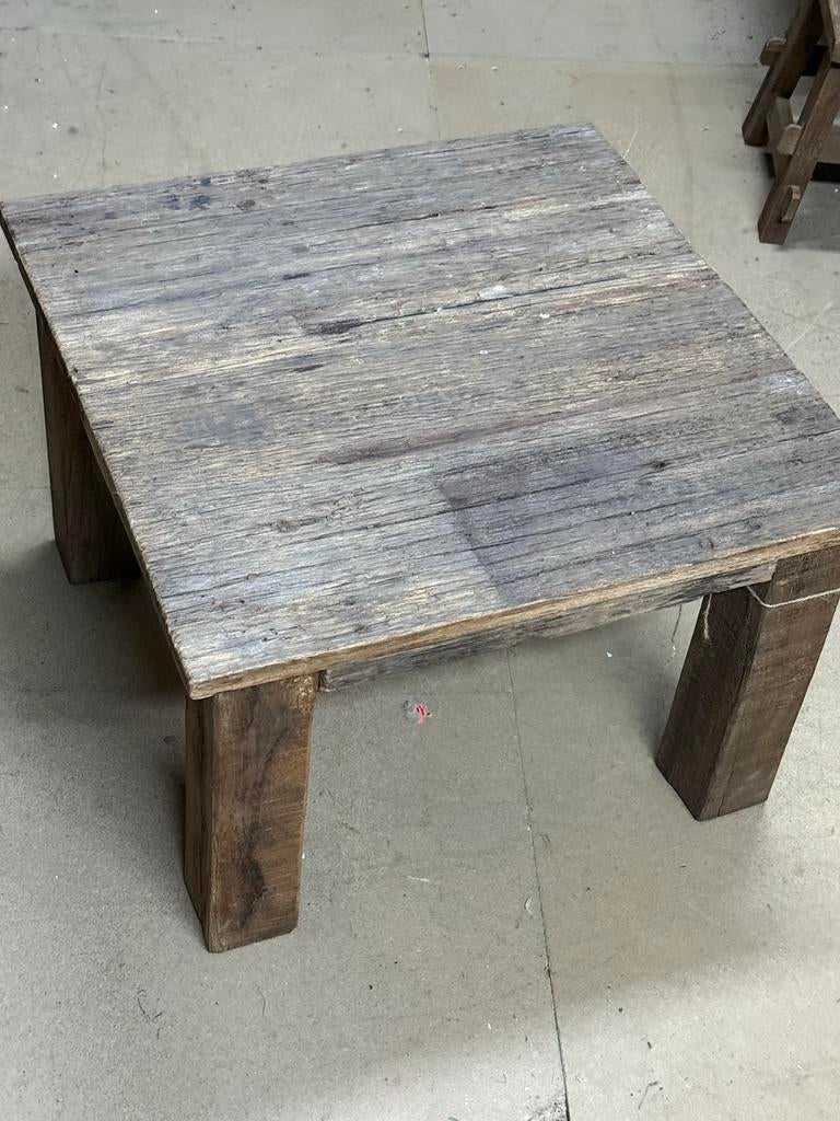 Salontafel van grof wagonhout - 60x60 cm, Huis en Inrichting, Tafels | Salontafels, Nieuw, Minder dan 50 cm, 50 tot 100 cm, Vierkant