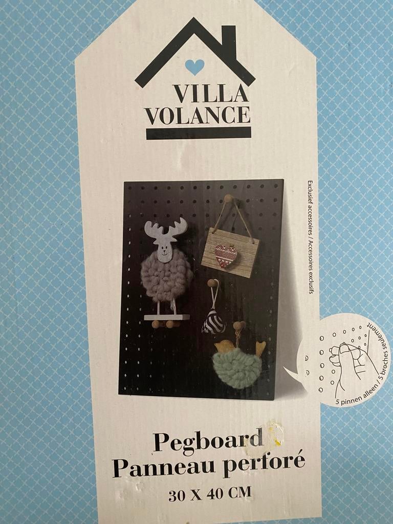 Villa Volance ophangbord Pegboard Panneau Perforé 30x40 CM, Hout, Zwart, Nieuw, Ophalen of Verzenden