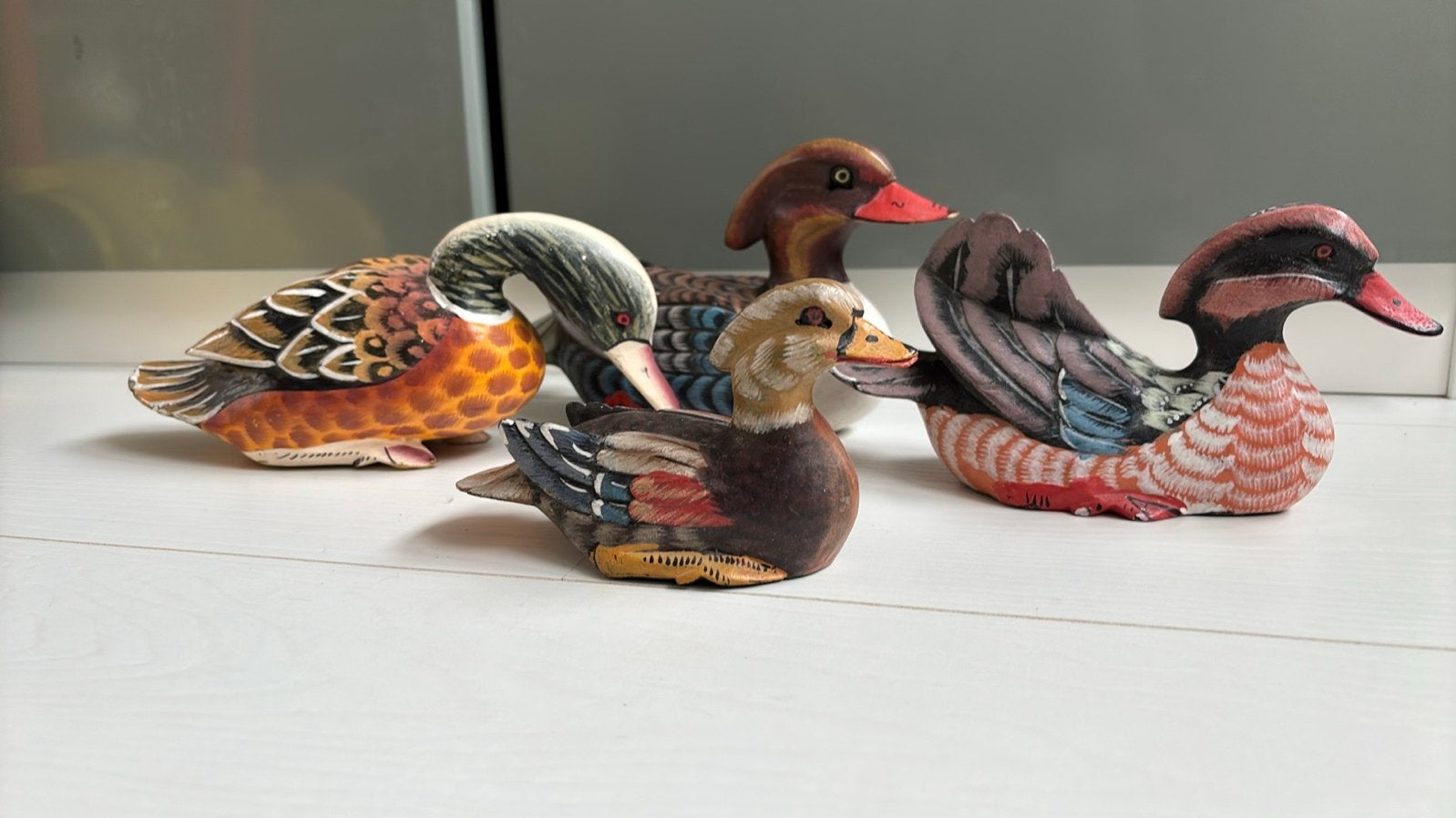 Decoratieve Houten Eenden - Set van 4, Ophalen, Hout, Gebruikt, Meerkleurig