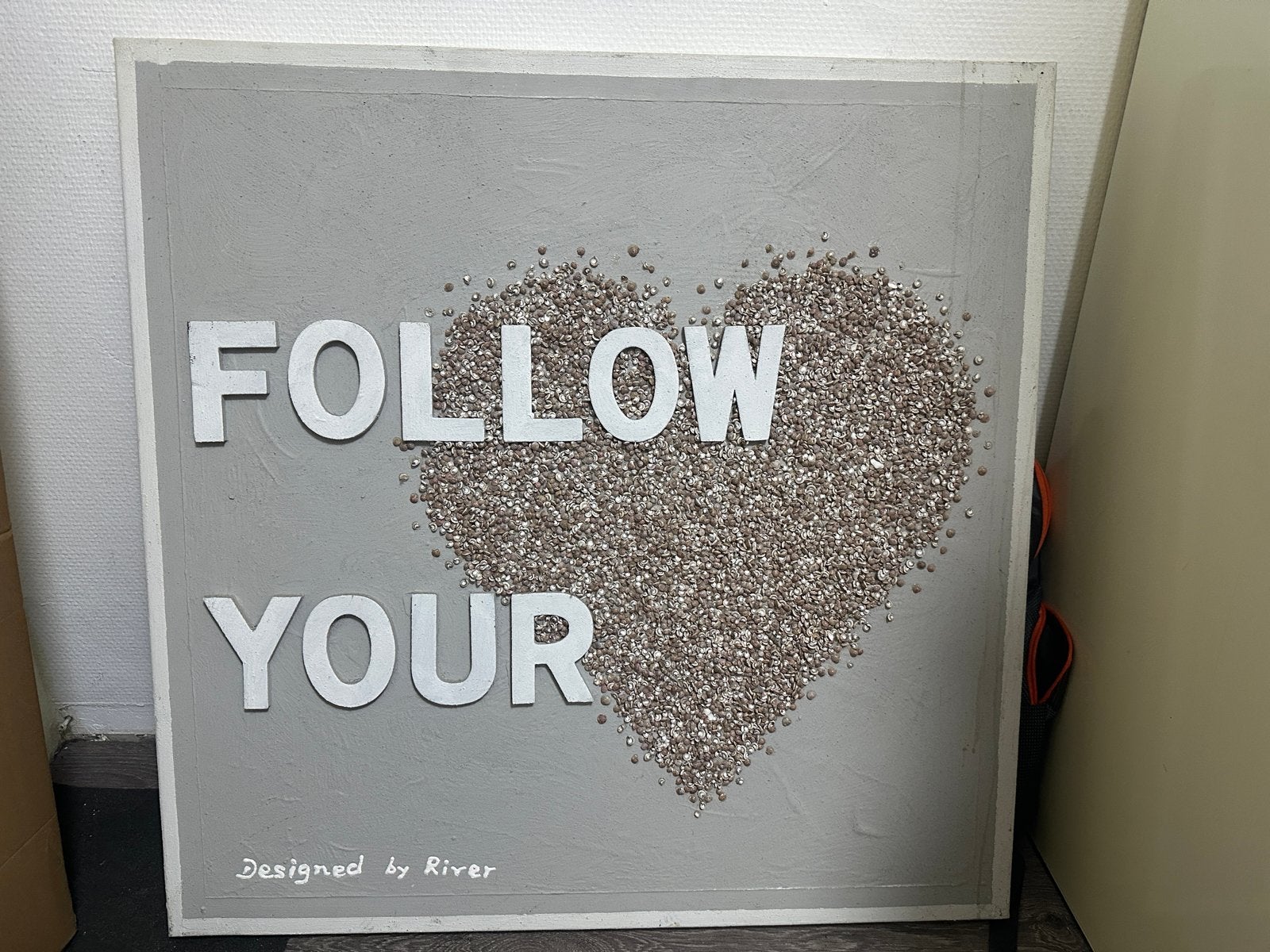 Wanddecoratie 'Follow Your Heart' of 'Carpe Diem', Huis en Inrichting, Ophalen, Hout, Zo goed als nieuw, Wandbord of Wandpaneel