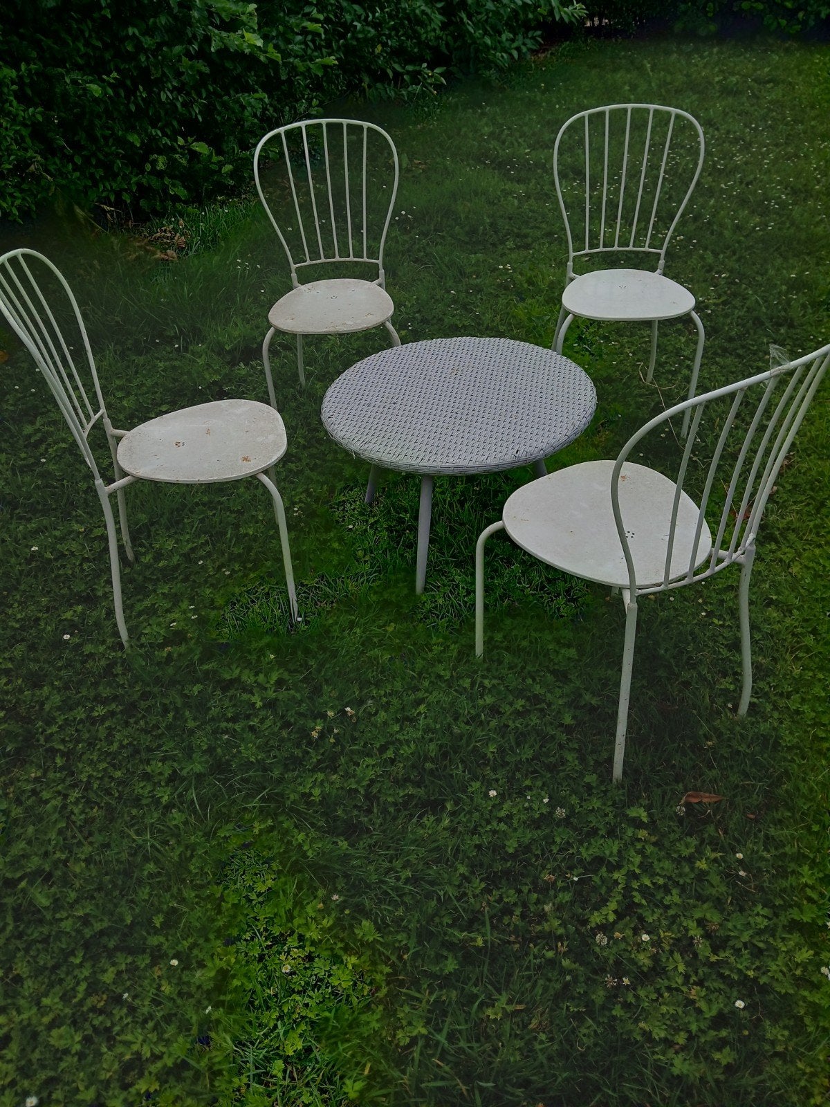 4 degelijke vintage stalen stoelen jaren '50/'60, Antiek en Kunst, Ophalen