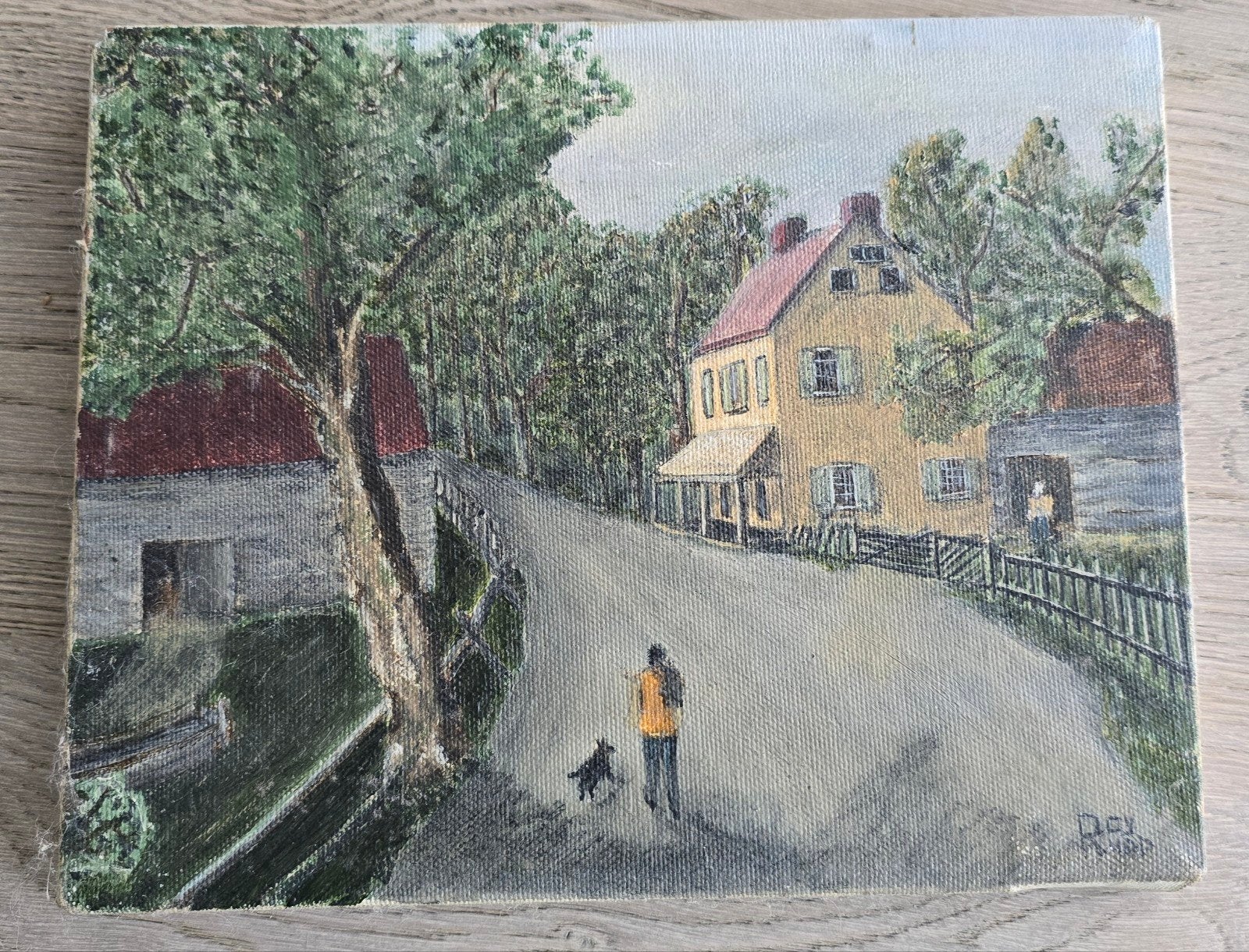 Oud, antiek schilderijtje 25,5x20,5 cm, Ophalen of Verzenden