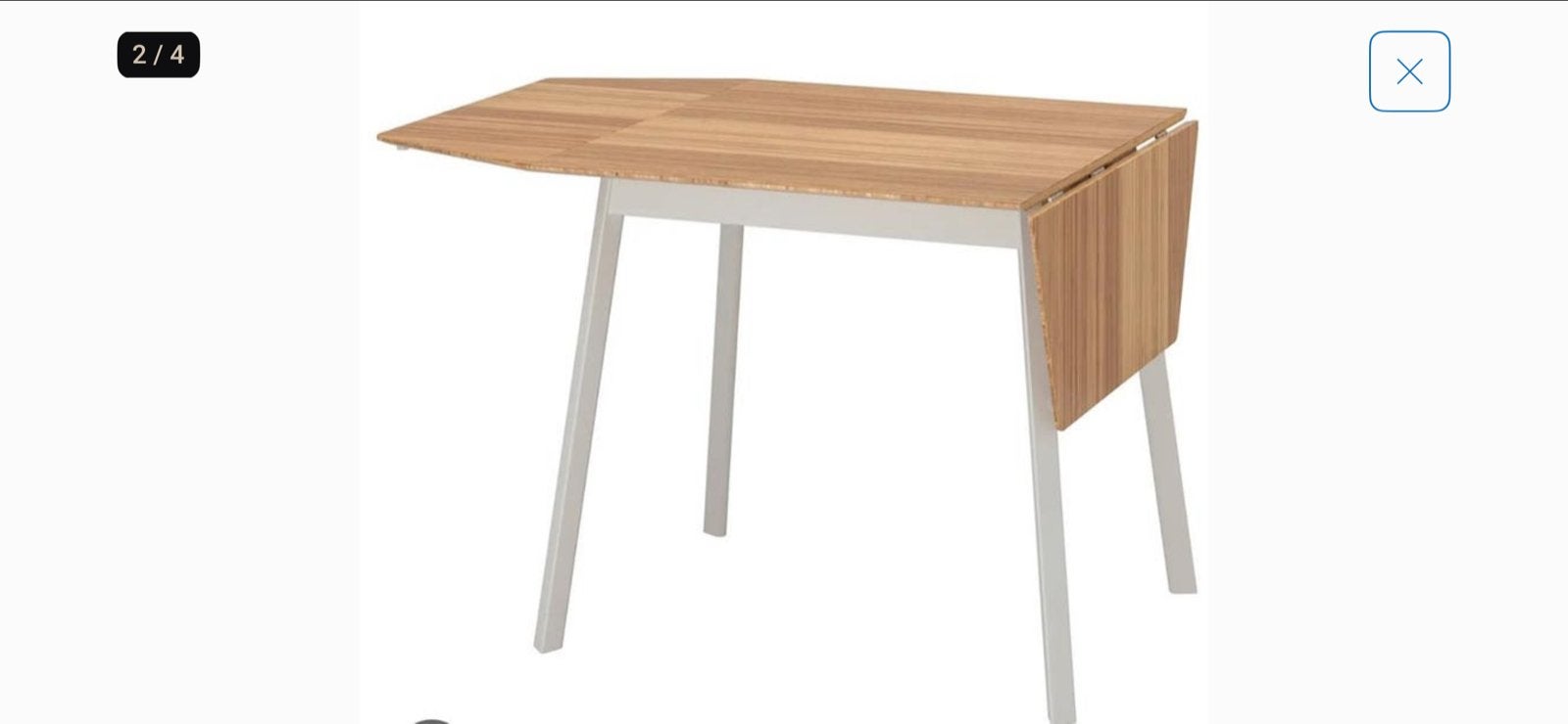 IKEA Norden klaptafel - Bamboe/Wit, Gebruikt, 100 tot 150 cm, Tot twee personen, Rechthoekig