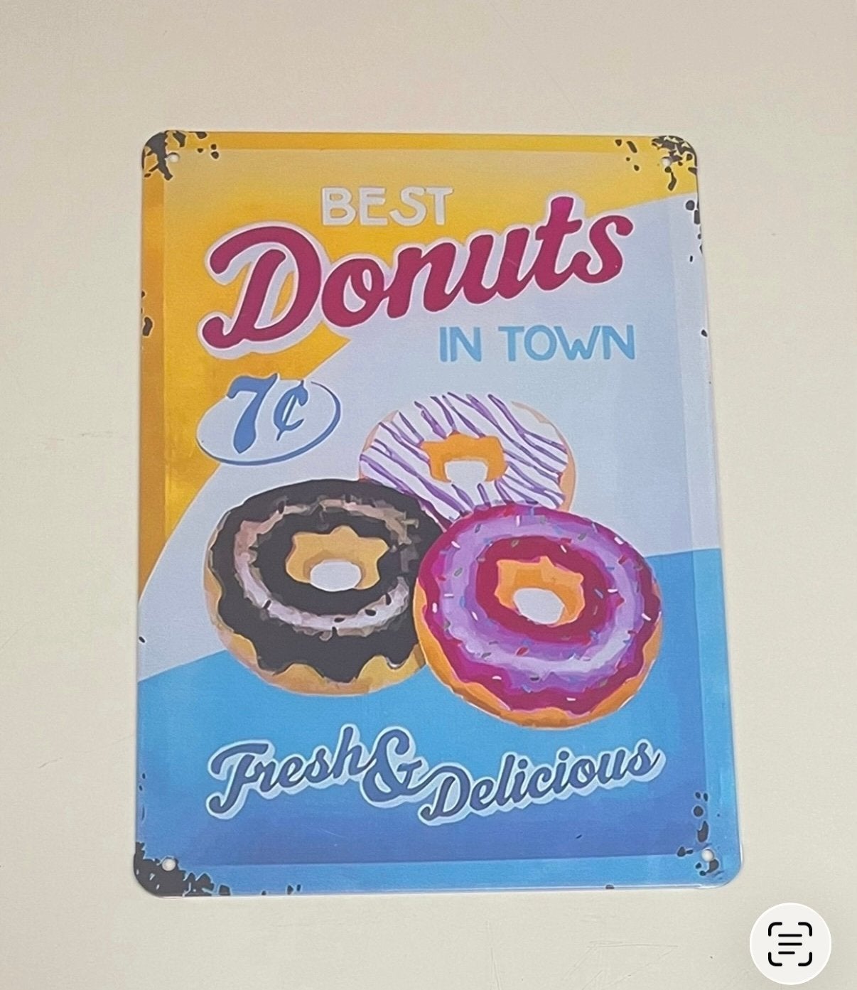BEST DONUTS IN TOWN METALEN RECLAMEBORD, Ophalen of Verzenden, Nieuw, Reclamebord