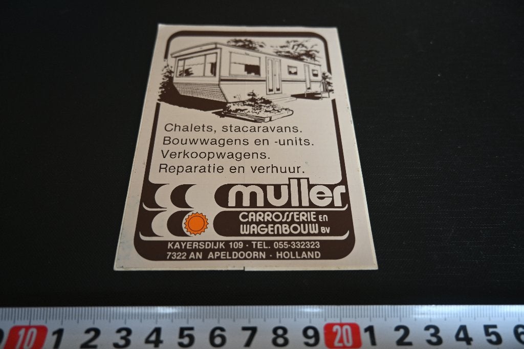 sticker Apeldoorn MULLER carrosserie en wagenbouw bv, Verzamelen, Stickers, Ophalen of Verzenden, Zo goed als nieuw