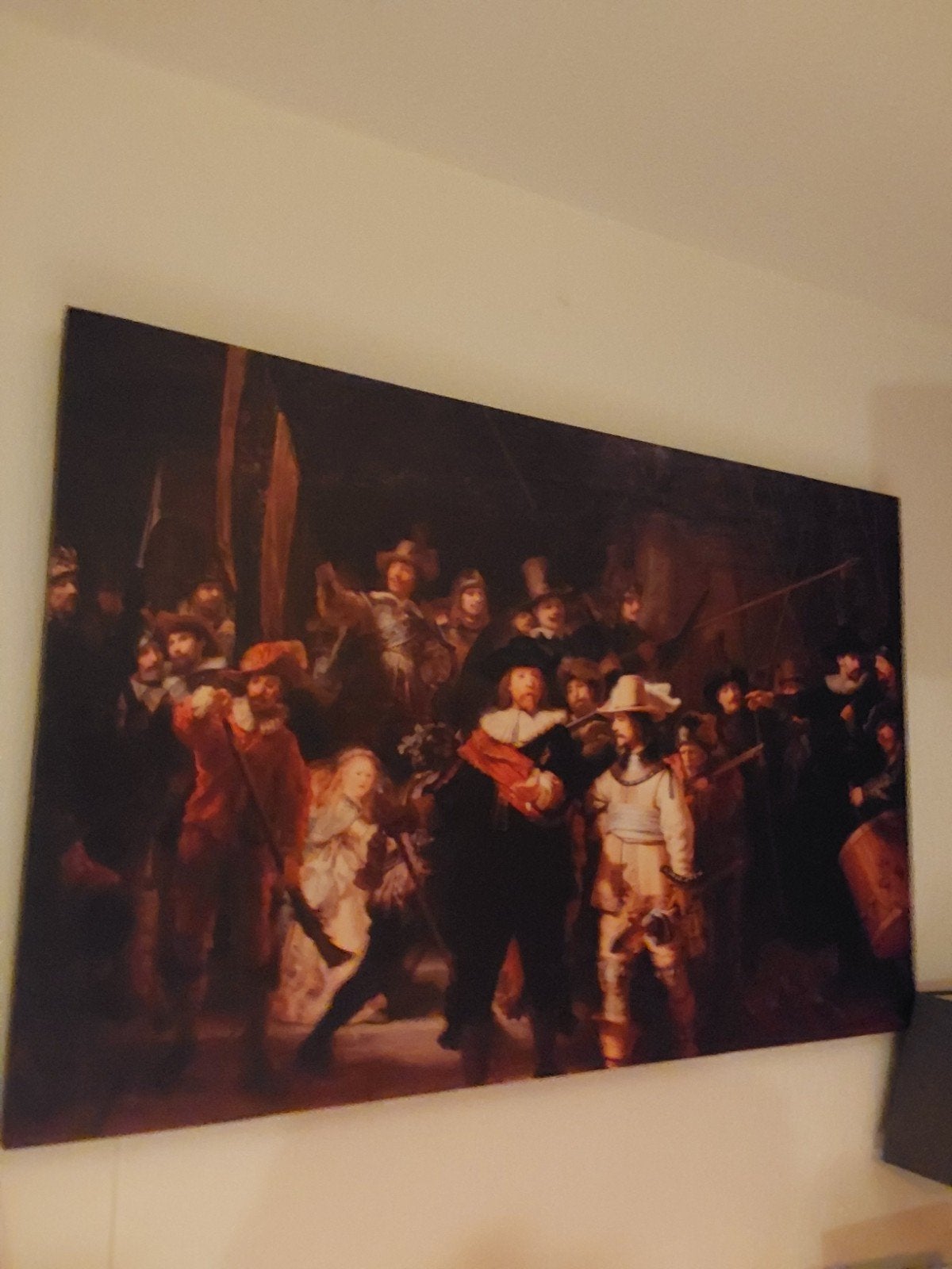 De Nachtwacht reproductie op canvas, Ophalen