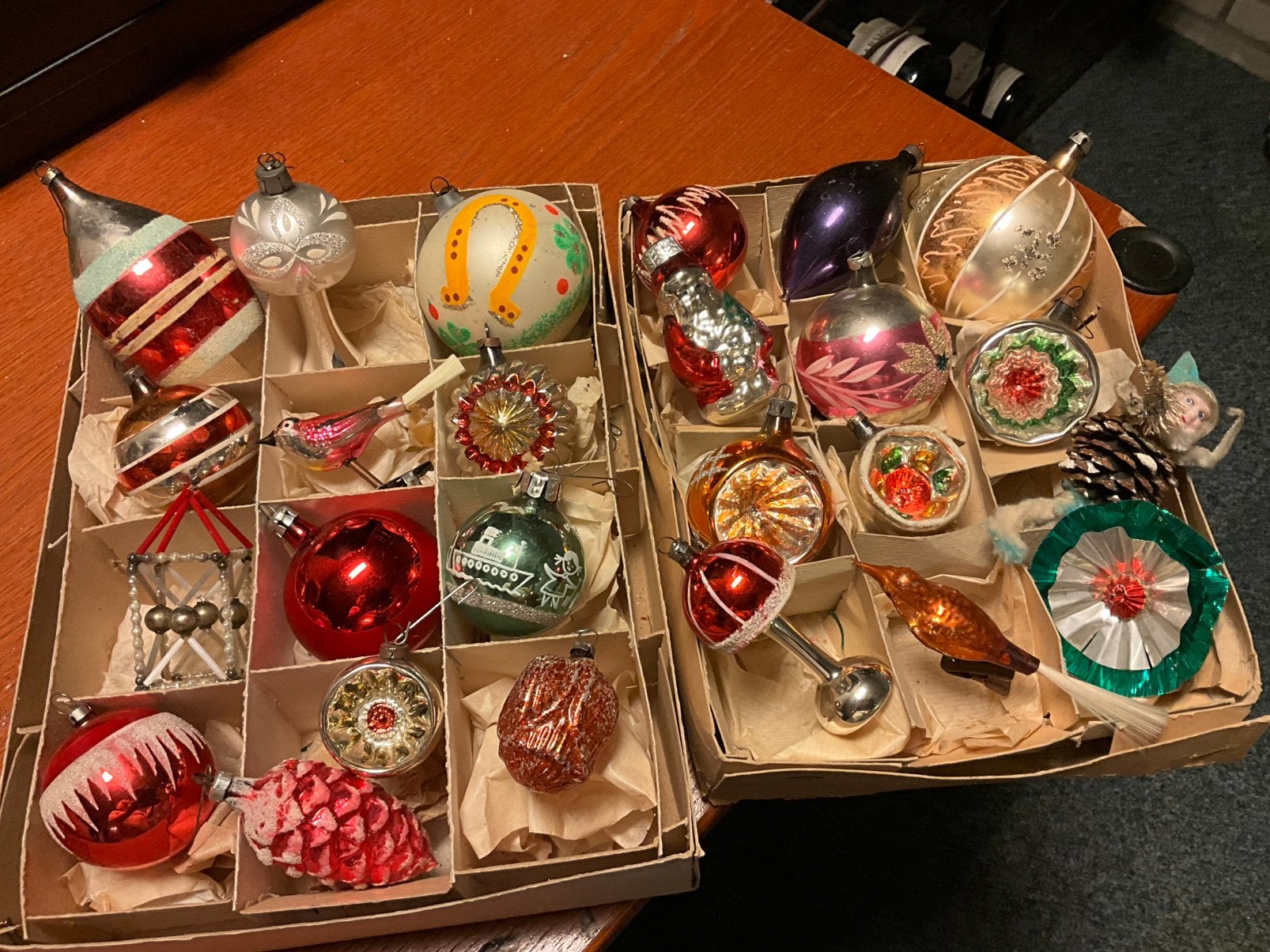 ANTIEKE KERSTBALLEN KLEUR, Diversen, Ophalen of Verzenden, Gebruikt