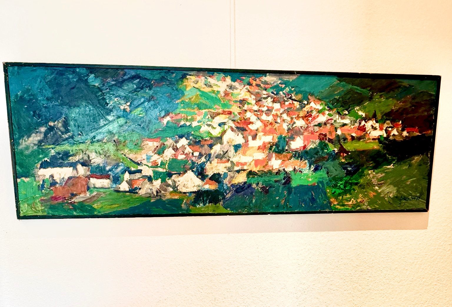 Jan Laeven (1971) – Panoramisch dorpsgezicht – gesigneerd, Antiek en Kunst, Ophalen