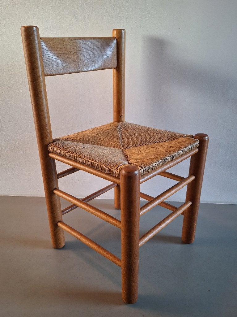 vintage design robuuste eken-houten eetkamer-stoel, Ophalen, Bruin, Hout, Eén