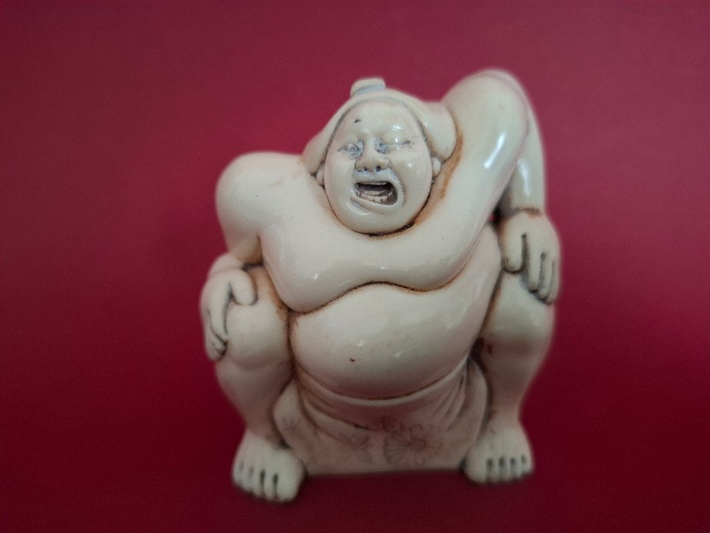 Japanse Netsuke Sumoworstelaar (rikishi), Minder dan 20 cm, Ophalen of Verzenden, Overige materialen, Beeld