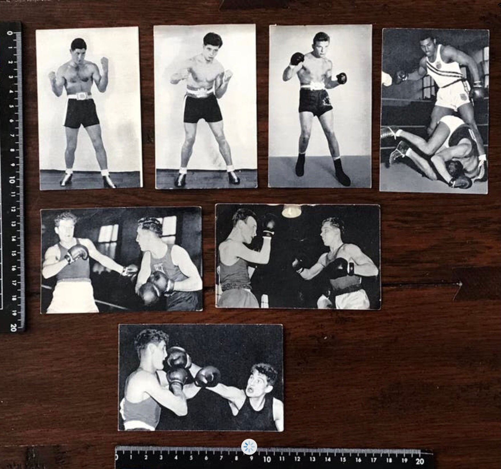 7 Oude Plaatjes van Boksers in 1952, Verzamelen, Ophalen of Verzenden, Zo goed als nieuw, Poster, Plaatje of Sticker
