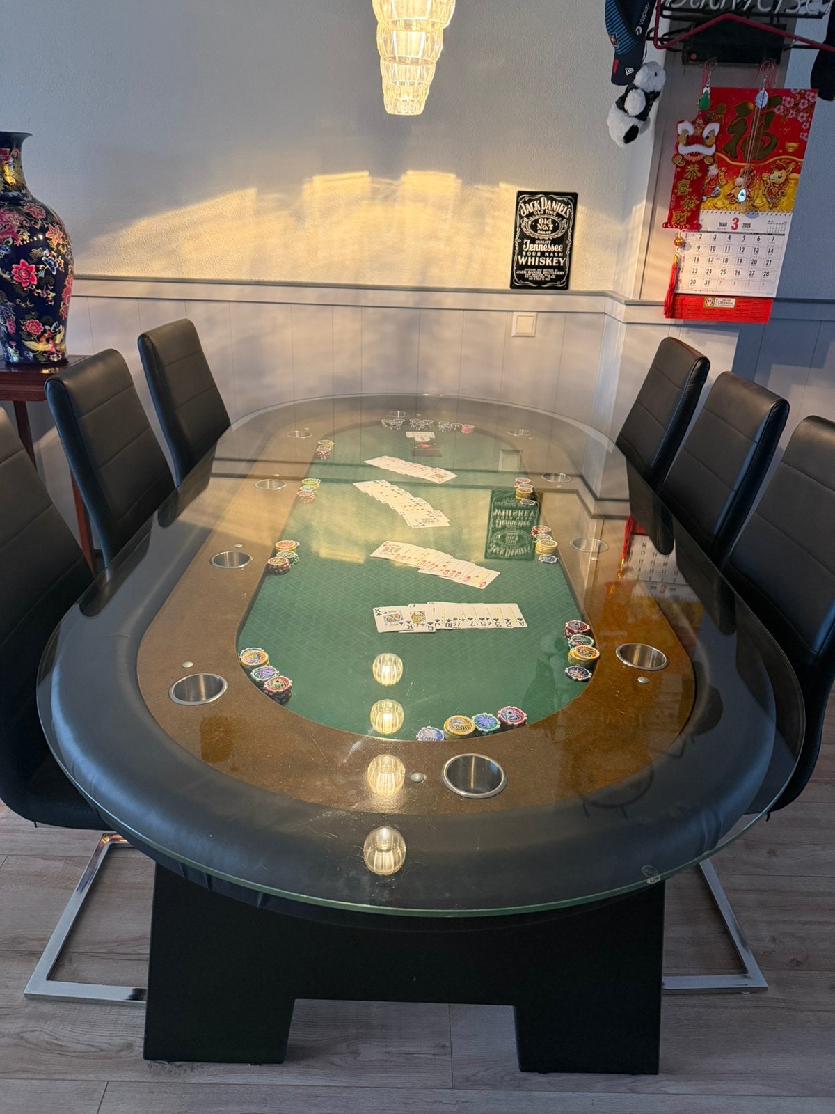 Pokertafel / Eettafel, Ophalen, Zo goed als nieuw, Modern, 8 stoelen of meer