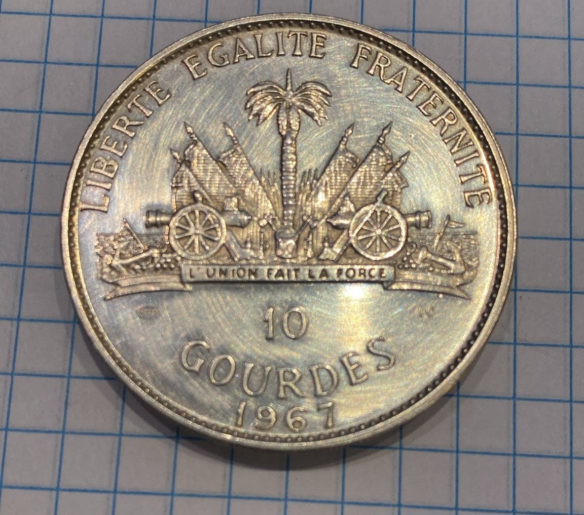 10 courdes 1967 haiti, Ophalen of Verzenden, Zilver