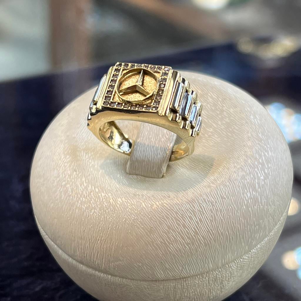 14 karaat gouden ring prachtig model Mercedes, Ophalen of Verzenden, Zo goed als nieuw, Goud, Dame