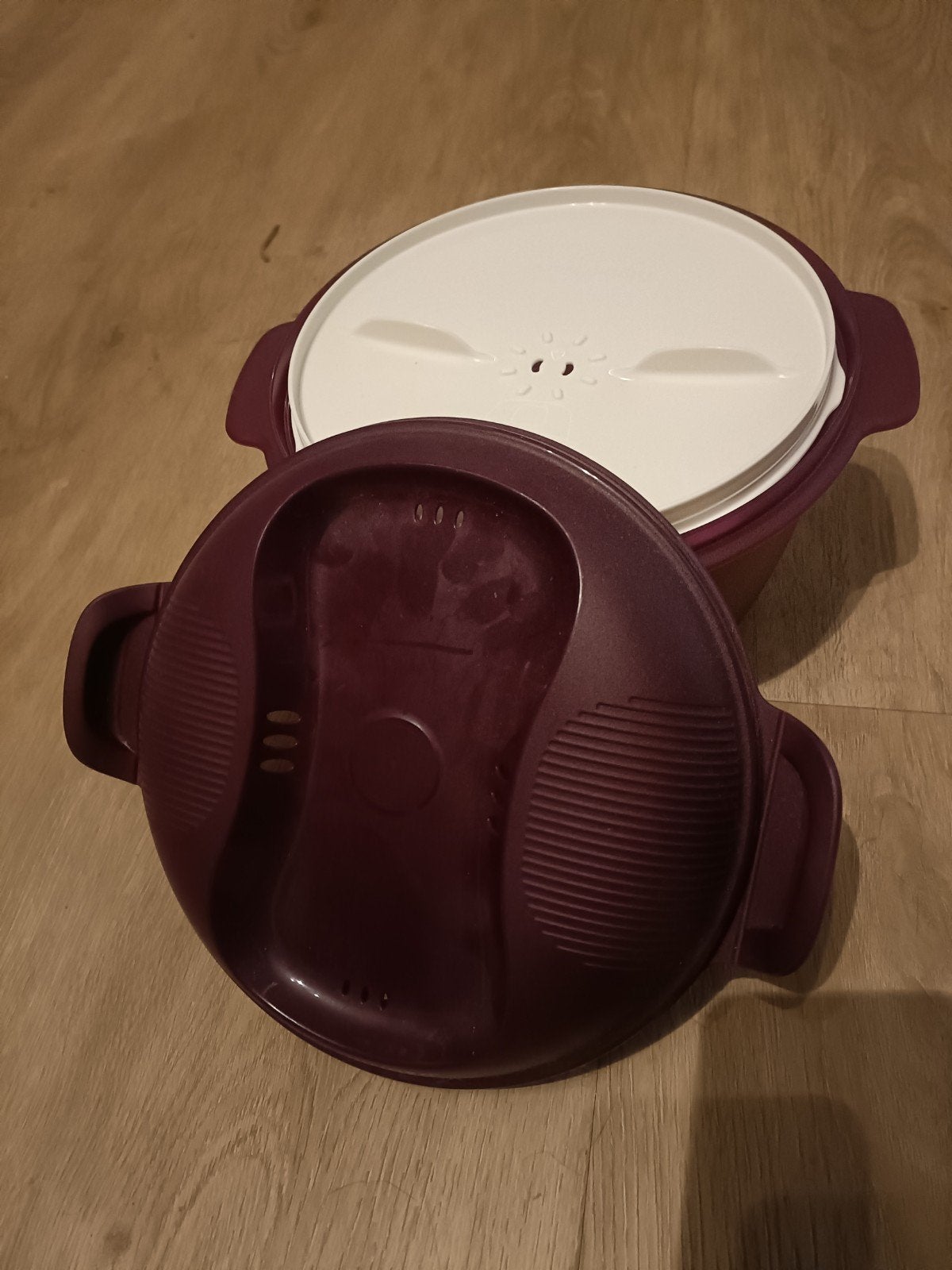 Tupperware Magnetron Rijstkoker - Paars/Wit, Ophalen, Paars, Nieuw, 3000 ml