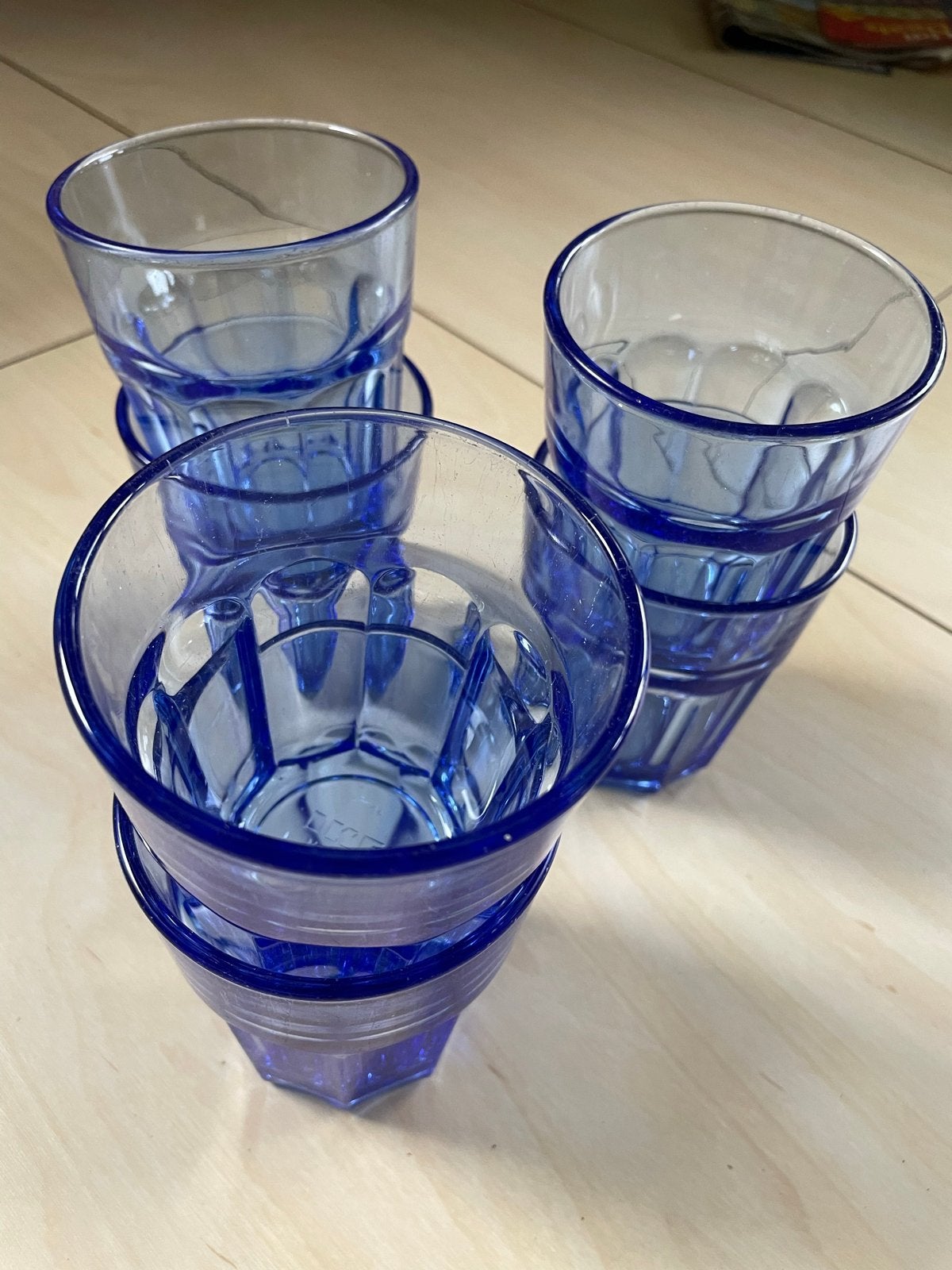 IKEA drinkglazen blauw - 6 stuks - Made in France, IKEA, Ophalen of Verzenden, Glas, Gebruikt