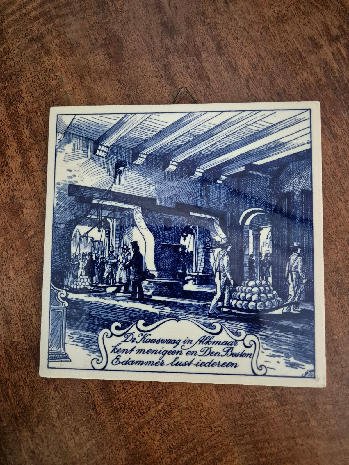 Vintage Delfts Blauw Tegel - De Kaaswaag in Alkmaar, Ophalen of Verzenden