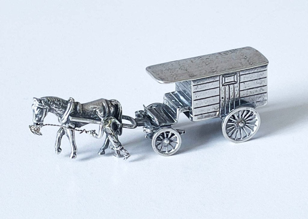 Zilveren Miniatuur, Paard met Wagen, Ophalen of Verzenden, Zilver