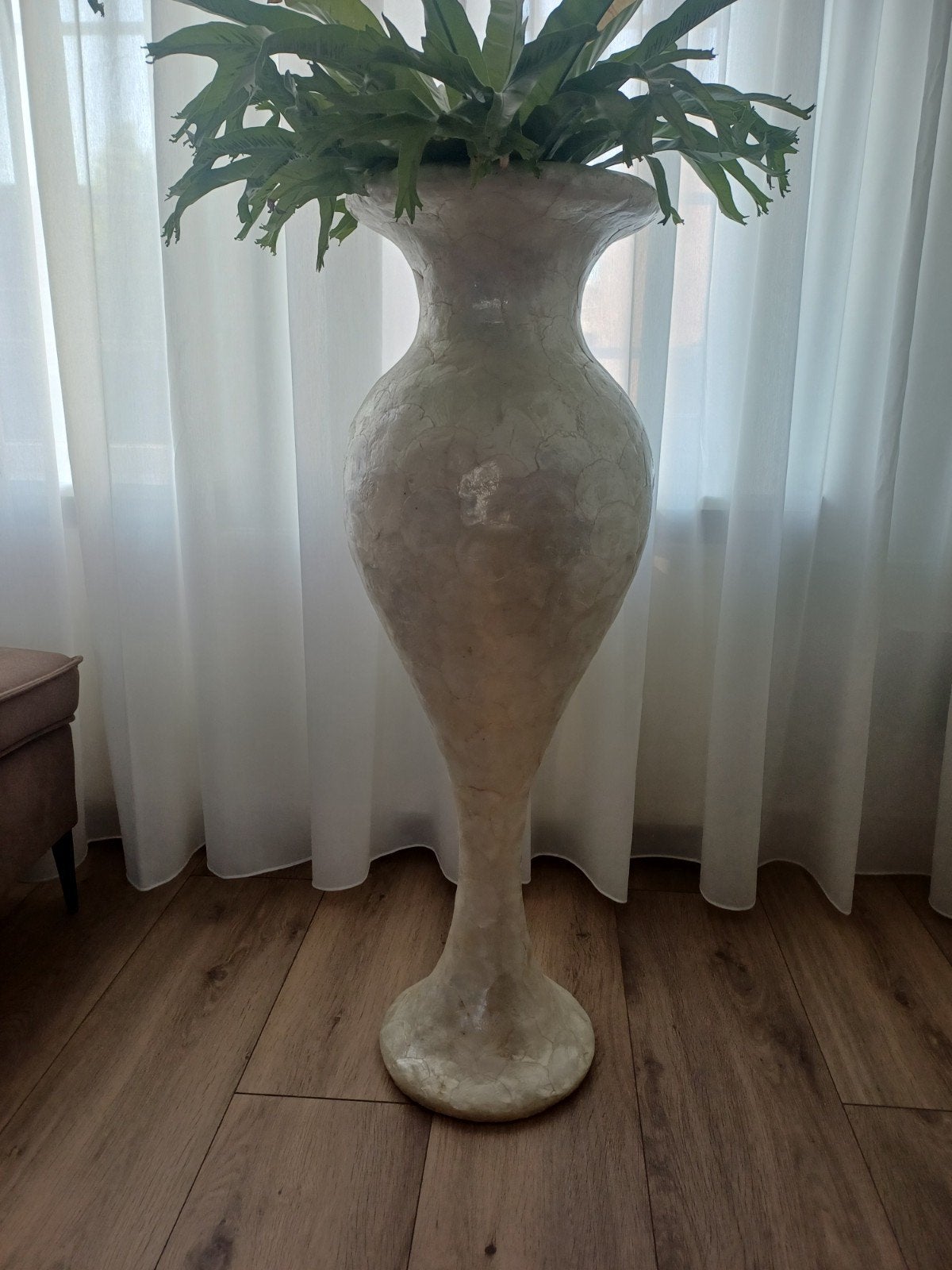 Grote decoratieve vaas met parelmoer effect, Huis en Inrichting, Ophalen