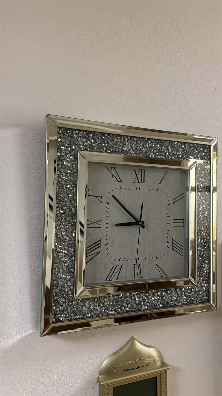 Moderne Wandklok met Glitter en Romeinse Cijfers, Ophalen, Wandklok, Analoog, Zo goed als nieuw