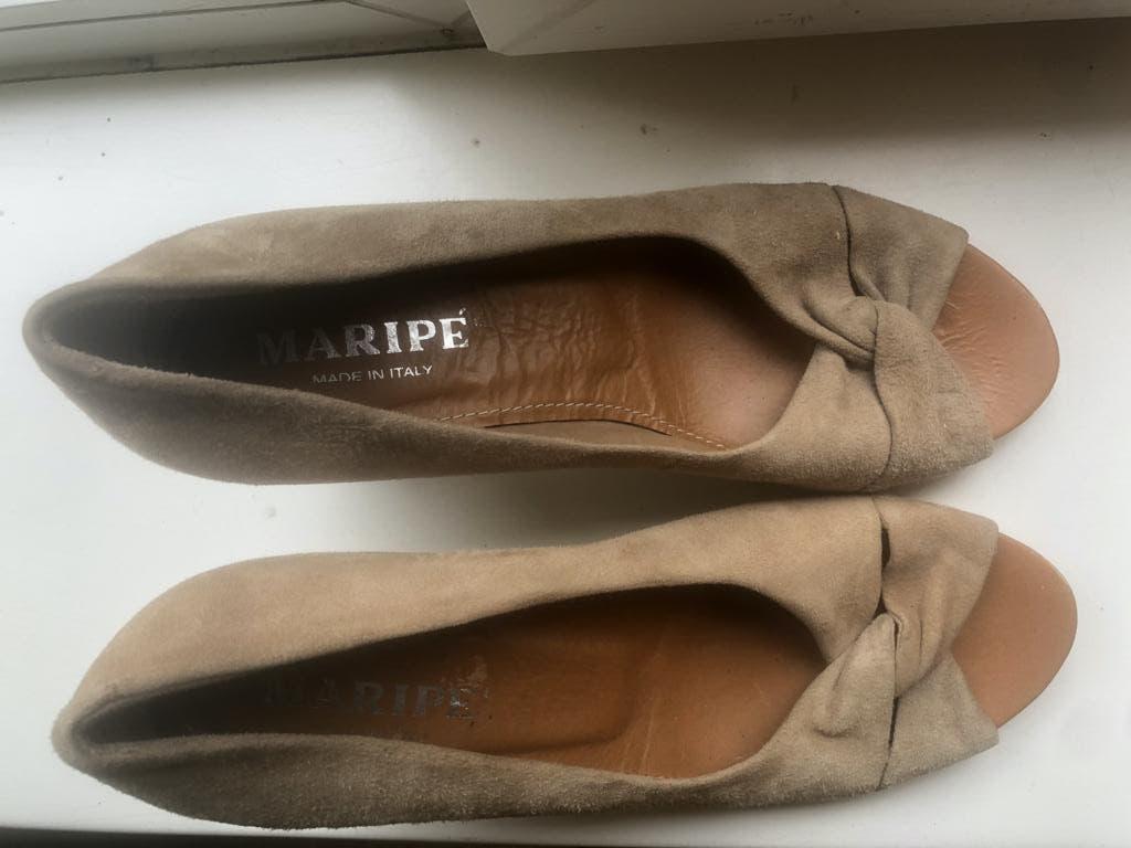 MARIPE lichtbruine suède pumps maat 37 hak 7 cm, Pumps, Bruin, Ophalen of Verzenden, Maripe