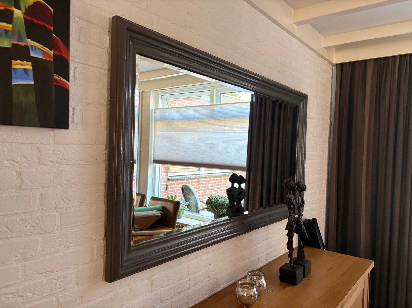 Spiegel in lijst, Huis en Inrichting, Woonaccessoires | Spiegels, Ophalen, 125 cm of meer, Zo goed als nieuw, Minder dan 100 cm