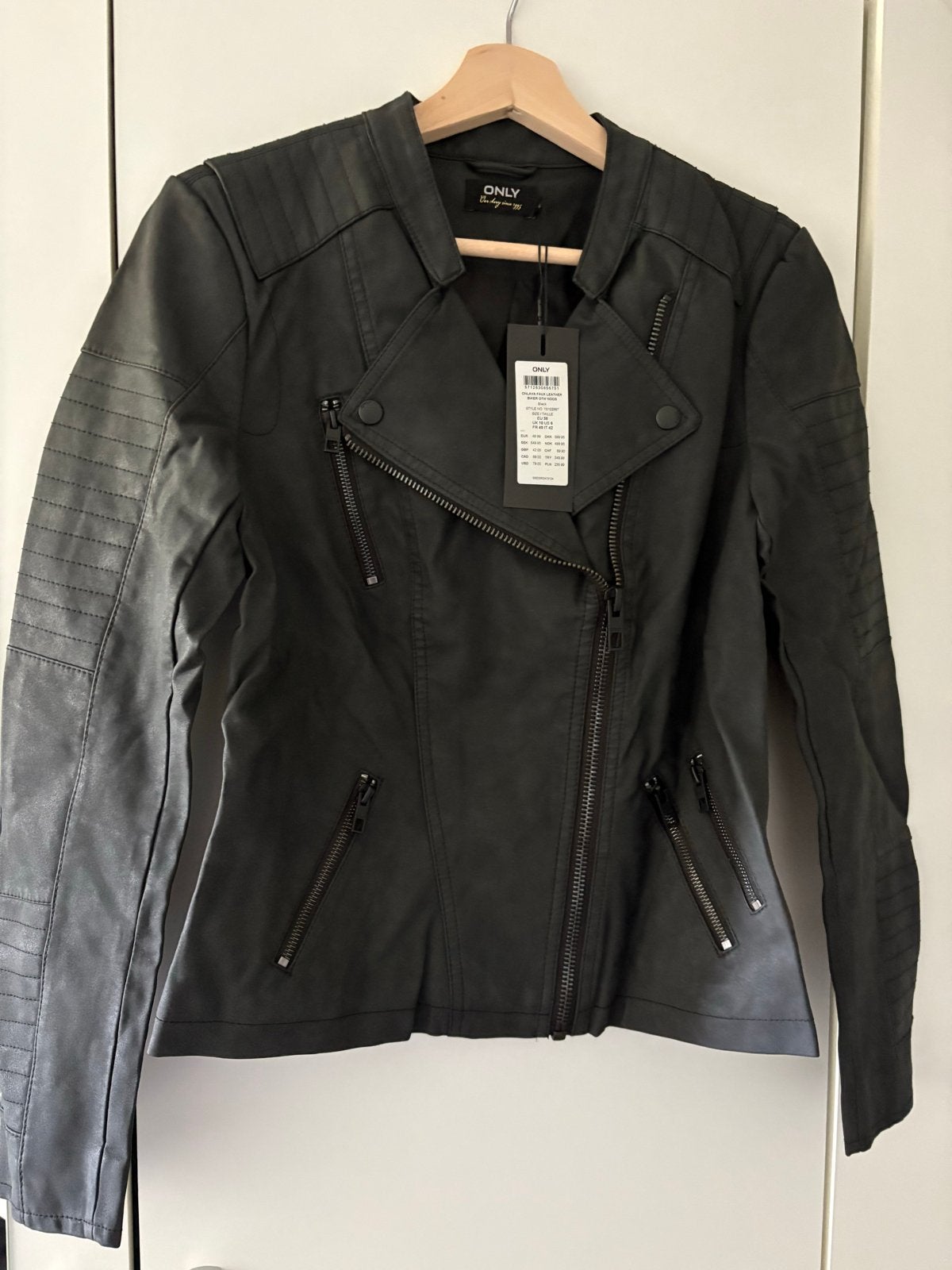 Nieuw: ONLY Faux Leren Bikerjack Zwart (38), Ophalen of Verzenden, Nieuw, Maat 38/40 (M), Zwart