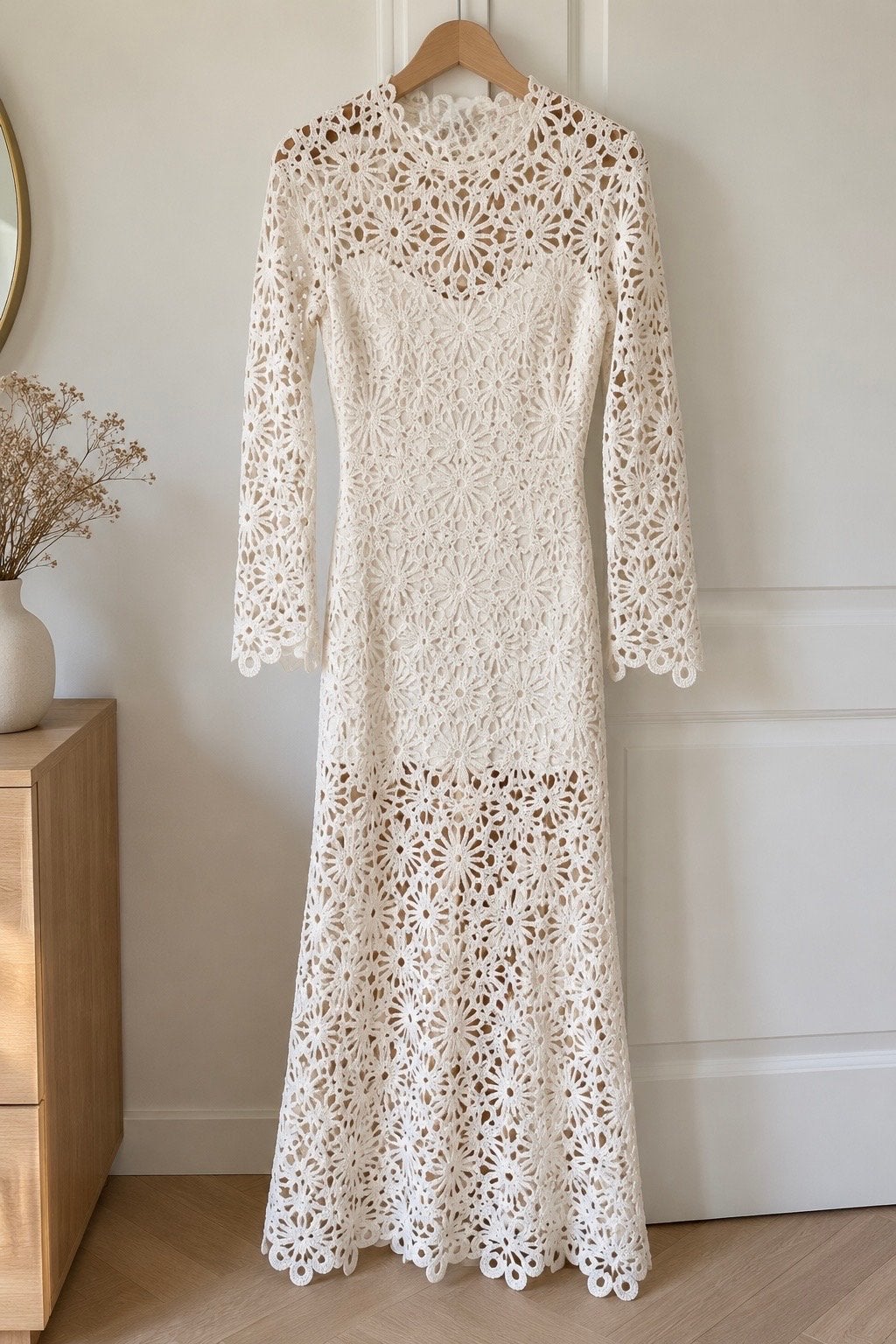 Maje Rozim Maxi-jurk Ivoor Crochet Open Rug Maat 40, Maat 38/40 (M), Wit, Ophalen of Verzenden, Zo goed als nieuw