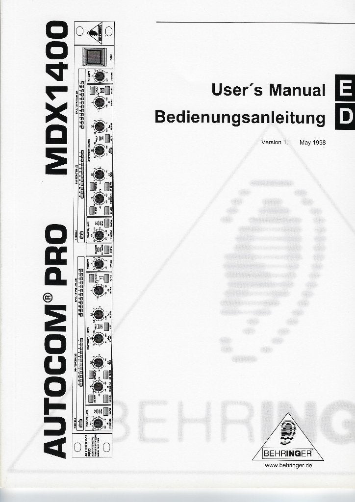 HANDLEIDING BOEK Behringer - Autocom Pro MDX1400 (UK+DUI), Ophalen of Verzenden, Volume