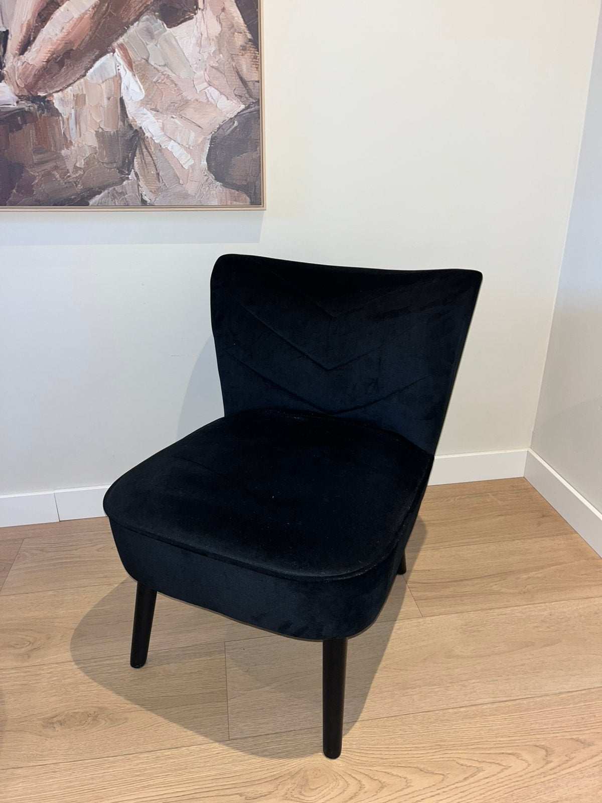 Velvet fauteuil zwart, Ophalen, Zo goed als nieuw, Zwart, Eén