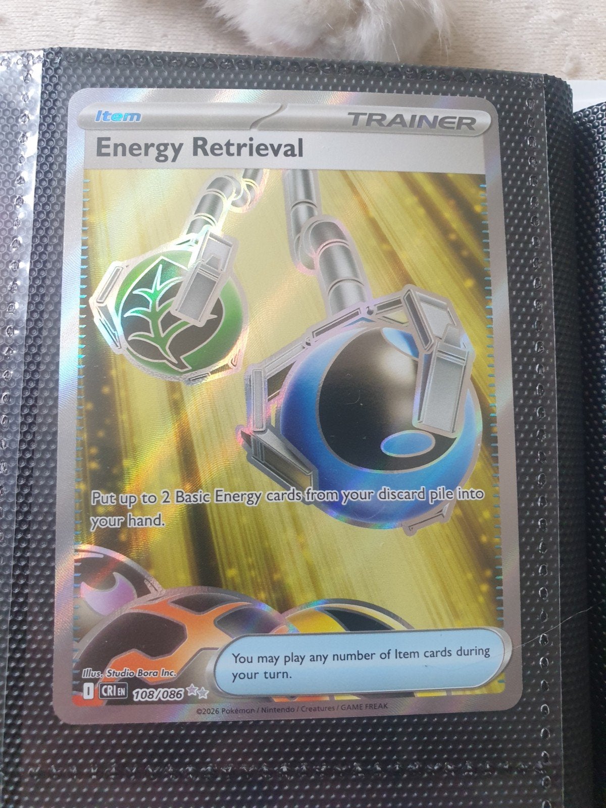 Pokémon TCG: Energy Retrieval Trainer Kaart (Foil), Ophalen of Verzenden, Zo goed als nieuw, Losse kaart, Foil