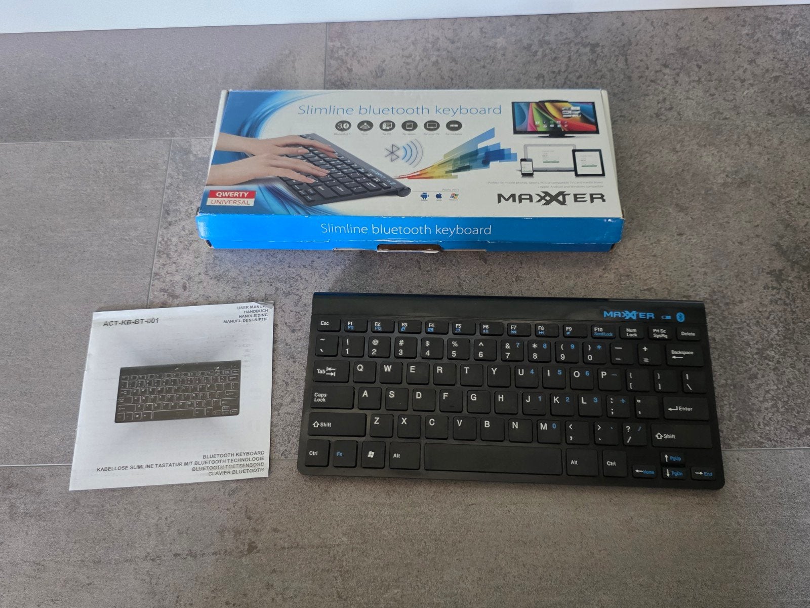 Maxxter slimline bluetooth toetsenbord zwart, MAXXTER, Ophalen of Verzenden, Zo goed als nieuw, Draadloos