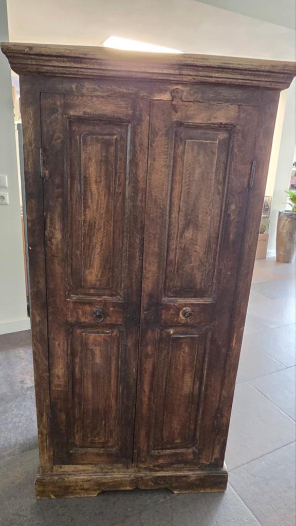 Vintage houten kast met twee deuren en 3 planken, Ophalen
