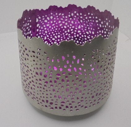 WINDLICHT METAAL ZILVER ROZE 9 cm NIEUW, -, -, Nieuw, Ophalen of Verzenden
