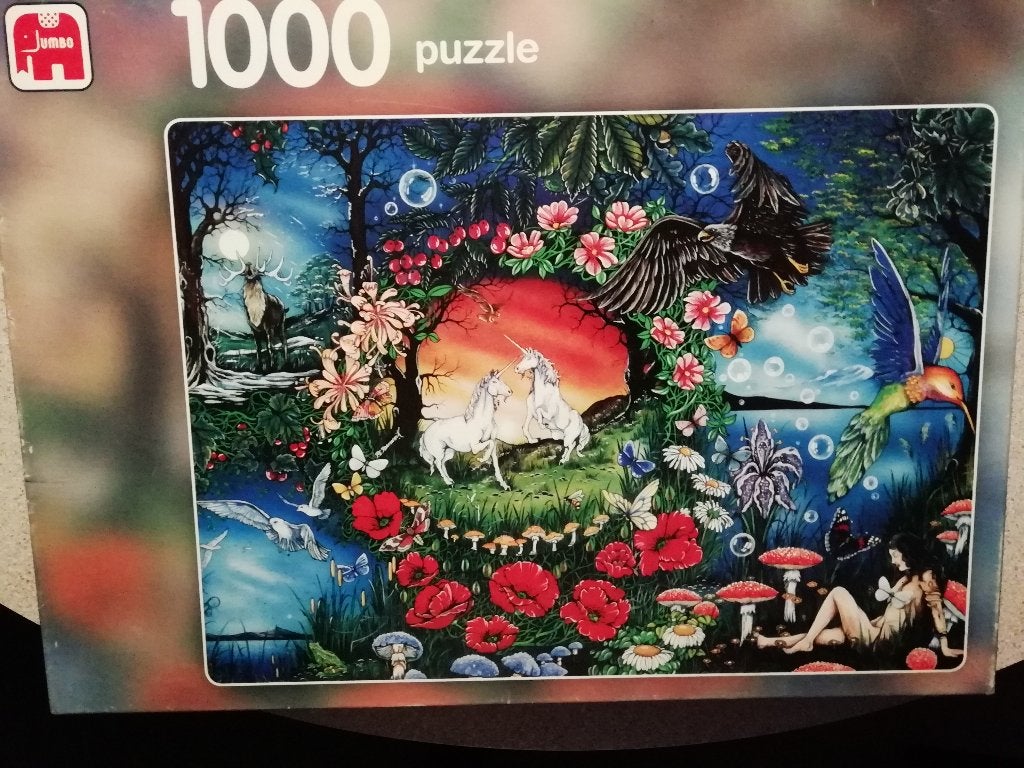 Jumbo Puzzle Eenhoorns, Hobby en Vrije tijd, Ophalen of Verzenden, 500 t/m 1500 stukjes, Zo goed als nieuw, Legpuzzel