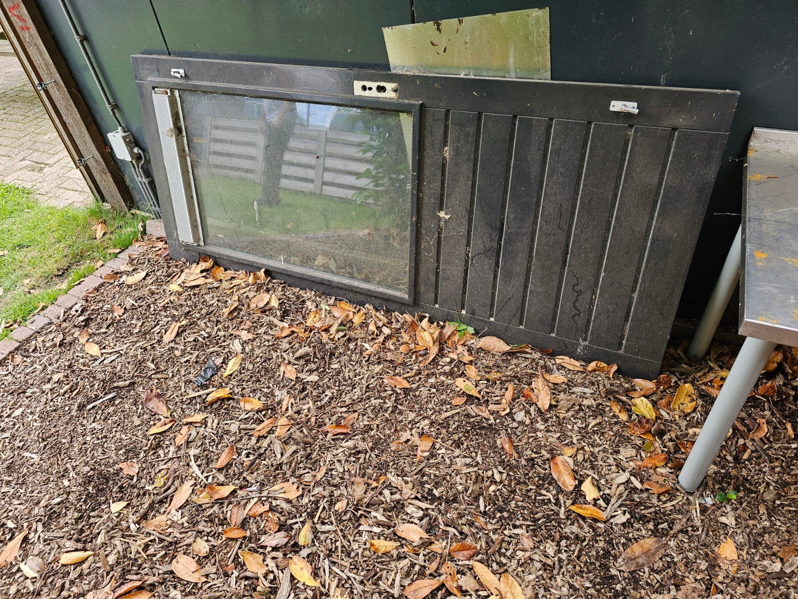 Buitendeur hardhout 211.5x87.5 met dubbelglas en ventilatie, Ophalen, Gebruikt, 80 tot 100 cm, Buitendeur