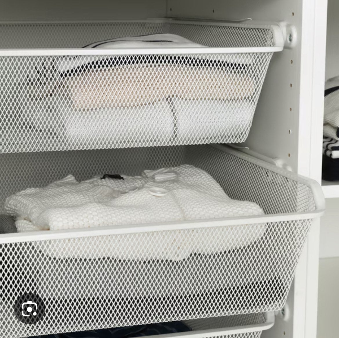 3 stuks IKEA KOMPLEMENT Fijndraadmand met uittrekrail, wit, Ophalen, 50 tot 100 cm, Zo goed als nieuw, Minder dan 100 cm