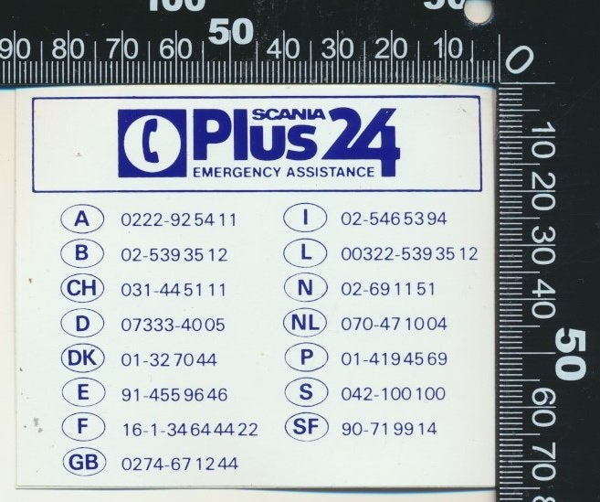 Sticker: Scania - Plus 24 Emergency Assistance, Verzamelen, Stickers, Zo goed als nieuw, Bedrijf of Vereniging, Ophalen of Verzenden